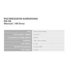 Pulverizador Manual 8 Litros 0.5 L/min Pm 08 Kawashima Foto mini 3