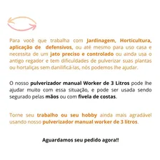 Pulverizador Manual Costal 3l Worker Plantas Borrifador Hort Foto mini 3