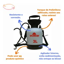 Pulverizador Manual Costal 3l Worker Plantas Borrifador Hort Foto mini 4