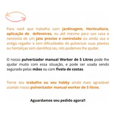 Pulverizador Manual Pressão 5 Litros Worker 5l Borrifador Foto mini 4