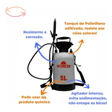 Pulverizador Manual Pressão 5 Litros Worker 5l Borrifador Foto mini 3