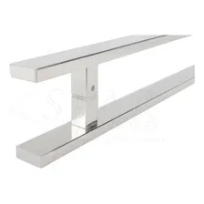 Puxador Aço Inox 40cm Porta Madeira E Vidro - Duplo (par) Acabamento Polido Foto mini  2