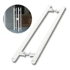 Puxador Branco 110cm Duplo Para Porta De Madeira/vidro/metal Puxador Barra Chata Foto  mini 1