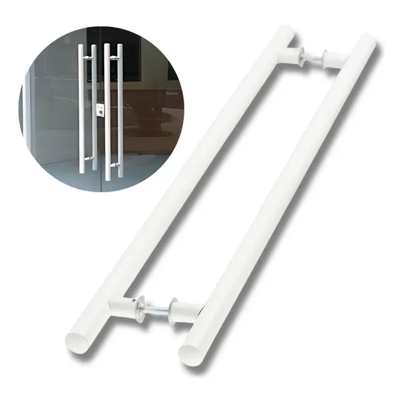 Puxador Branco 110cm Duplo Para Porta De Madeira/vidro/metal Puxador Barra Chata Foto 1