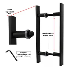 Puxador Duplo 40 Cm - 1 Preto Fosco - Porta Madeira/vidro Foto mini 4