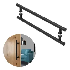 Puxador Duplo Alumínio Tubular 40cm Porta Pivotante Preto Entre Furos 30cm Foto  mini 1