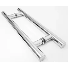 Puxador Duplo Tubular Alumínio 30cm Redondo Porta Pivotante Cor Prateado Foto  mini 1
