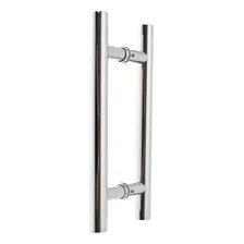 Puxador Inox Polido para porta alumínio vidro 45cm tubular AGS h05 redondo 32x300x450 Foto mini 1