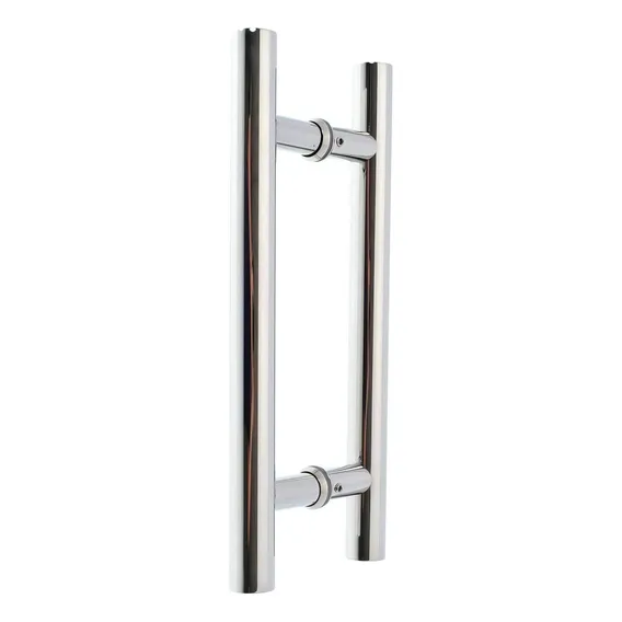 Puxador Inox Polido para porta alumínio vidro 45cm tubular AGS h05 redondo 32x300x450 Foto 1