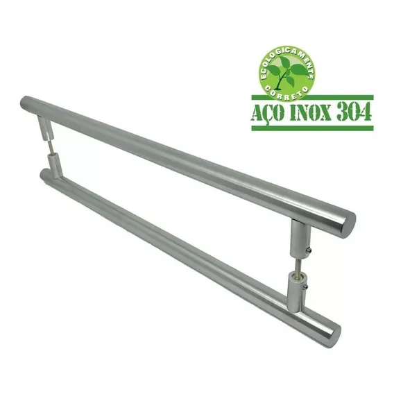Puxador Inox Porta Pivotante Madeira Vidro Escovado 80cm Cor Inox escovado Foto 1