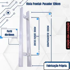 Puxador Inox Retangular Star 1,20m Modelo Chapa Moderno Acabamento Polido (com Brilho) Foto mini  3