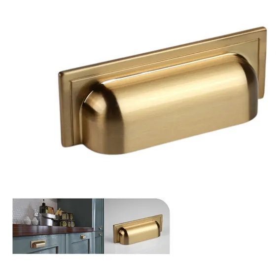 Puxador Para M贸vel Concha Plymouth Gold Escovado 80mm Zen Foto 1