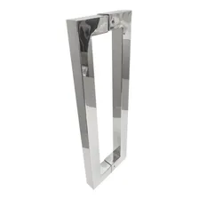 Puxador Porta Aço Inox Retangular 20x20 Polido 30cm Foto  mini 1