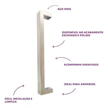 Puxador Porta Armário Móveis Gaveta Inox 256mm Abruzzo Cor Escovado Fosco Foto mini 2