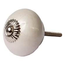 Puxador Porta Cerâmica Branco Craquelado Gaveta Armário Foto mini 3