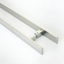 Puxador Porta Pivotante Madeira Vidro Inox 120cm Flat Polido Decorplace Prateado Foto mini 2