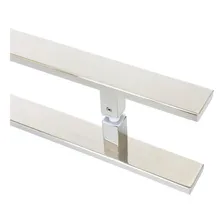 Puxador Porta Pivotante Madeira Vidro Inox 120cm Flat Polido Decorplace Prateado Foto mini 1
