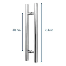 Puxador Redondo Para Porta Vidro/madeira 41cm Inox Polido Foto mini 3