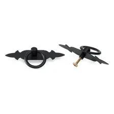 Puxador Rustico + Dobradiças Rustica Na Cor Preto Kit 13 Pcs Foto mini  2