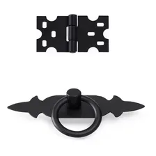 Puxador Rustico + Dobradiças Rustica Na Cor Preto Kit 13 Pcs Foto  mini 1