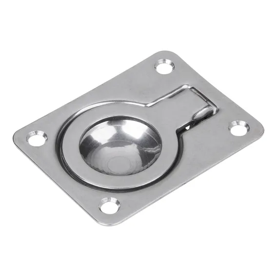Puxador Tampa Argola Aço Inox C/ Mola 67x50mm Barco Lancha Foto 1