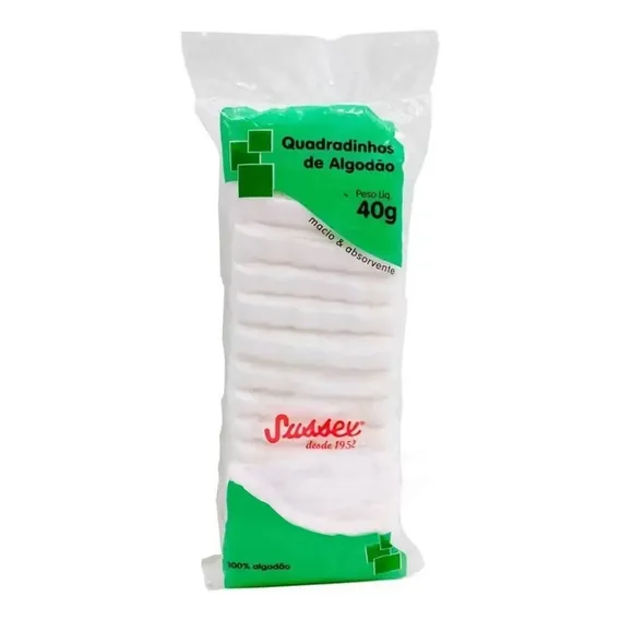Quadradinhos De Algodão Sussex Macio 40g - (10 Pacotes) Foto 1