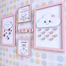 Quadrinhos Quadros Infantil Nuvem Chuva De Amor Quarto BebĂȘ Foto mini 3