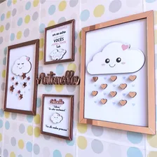 Quadrinhos Quadros Infantil Nuvem Chuva De Amor Quarto BebĂȘ Foto mini 4