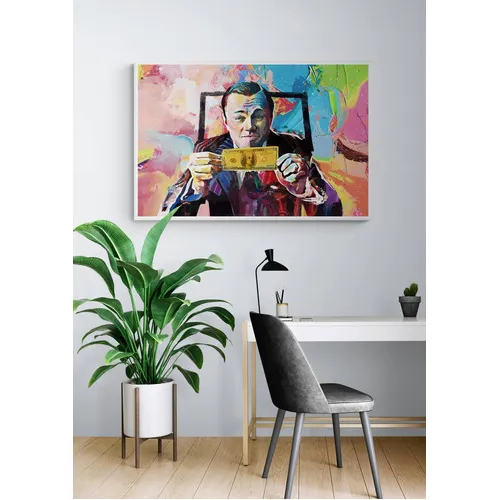 Quadro A3 43x33 Cm-quadro Dolar Colorido Lobo De Wall Street Cor Branco Foto 1