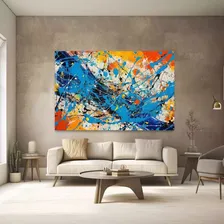 Quadro Abstrato 130x90 Decorativo Sala Quarto Multicor Foto mini 1