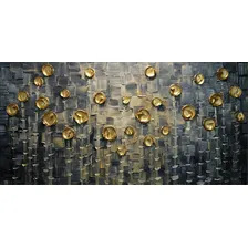 Quadro Abstrato Arte Moderno Preto Dourado Sob Encomenda Foto  mini 1