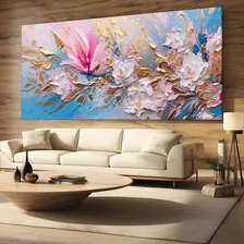 Quadro Abstrato Flores Em Tela Canvas Grande 130x70 Foto  mini 1
