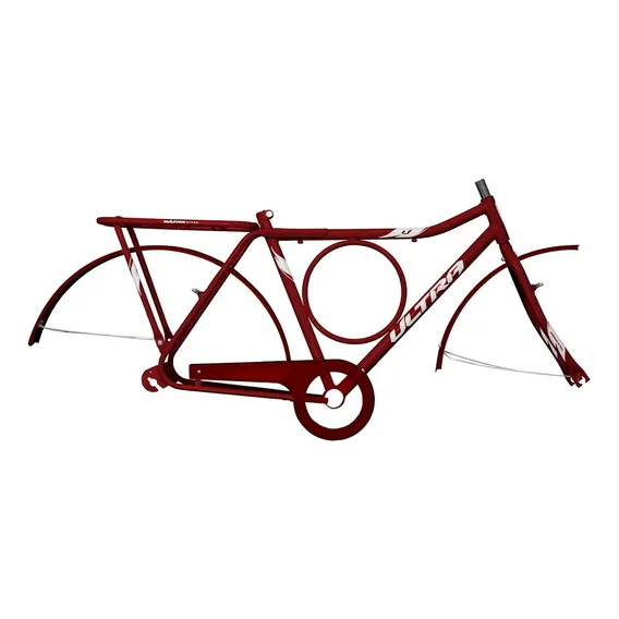 Quadro Aro 26 Passeio Tipo Monark Barra Circular + Bagageiro Cor Vermelho Foto 1