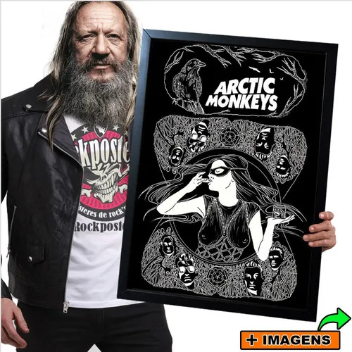 Quadro Artic Monkeys Rock Musica Com Moldura Preta A2 Cor Cores vivas, impressão HD Cor da armação Moldura na cor PRETA Foto 1