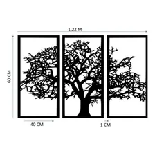 Quadro Árvore Da Vida 3 Peças Madeira Preta Mdf 6mm - Preta Foto mini 4