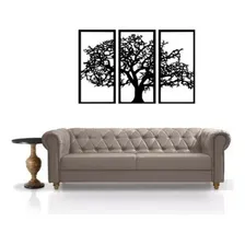 Quadro Árvore Da Vida 3 Peças Madeira Preta Mdf 6mm - Preta Foto mini  3