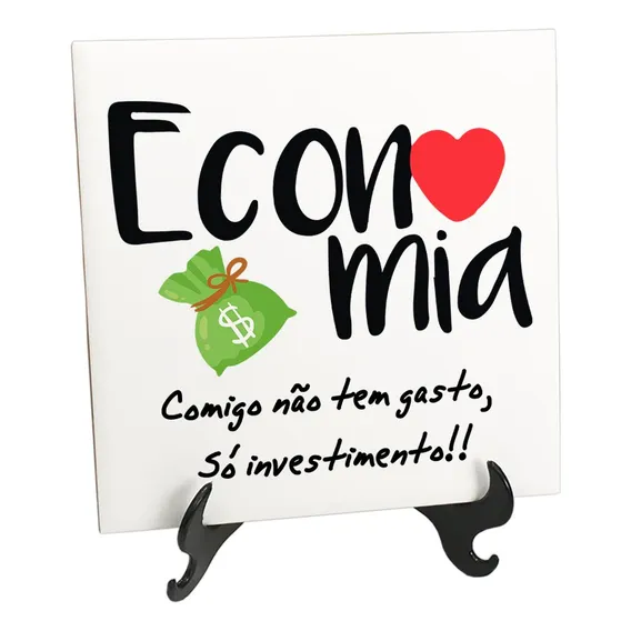 Quadro Azulejo Curso Economia Frase S贸 Investimento Foto 1