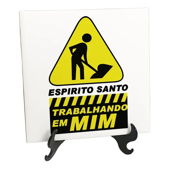 Quadro Azulejo Frase Espirito Santo Trabalhando Em Mim Foto 1