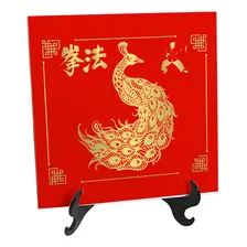 Quadro Azulejo Pavão Dourado Símbolo Asiático Oriental Foto  mini 1