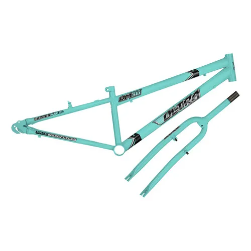 Quadro Bicicleta Bike Aro 26 Aço Carbono + Garfo Rebaixado Cor Verde Anis Foto 1