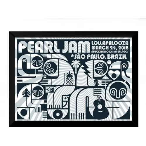 Quadro Cartaz Moldurado Pearl Jam Lolapalooza 2018 42x29cm Foto 1