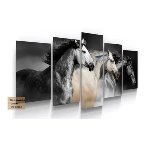 Quadro Cavalos Animais Sitio Sala Restaurante Decoração Cor Colorido Foto 1