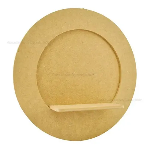 Quadro Cenário Redondo 32cm Com Base 8cm Mdf Madeira Cor Cru Foto 1