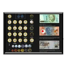 Quadro Coleção Plano Real Moedas Comemorativa Nota 200 Reais Foto mini 2