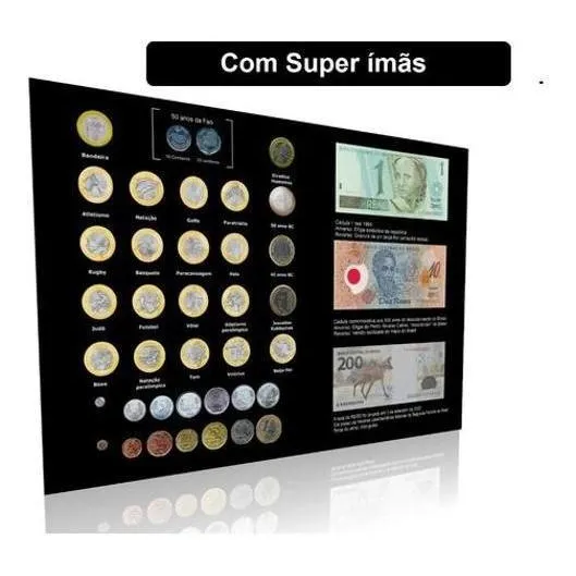 Quadro Coleção Plano Real Moedas Comemorativa Nota 200 Reais Foto 1