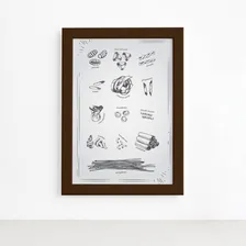 Quadro Cozinha Tipos Massas Italianas Moldura Marrom 22x32cm Foto mini  2
