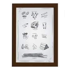 Quadro Cozinha Tipos Massas Italianas Moldura Marrom 22x32cm Foto  mini 1