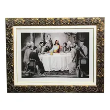 Quadro Da Santa Ceia Preto E Branco Colorido Grande Moldura Cor da armação Palha Foto mini 1