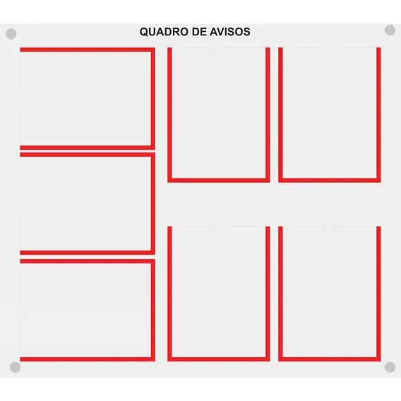 Quadro De Aviso Gestão C/ 7 Displays A4 AcrÃlico Vermelho Foto 1