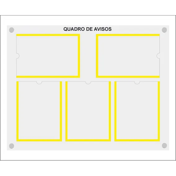 Quadro De Aviso Gestão Com 5 Displays A4 Acrílico 1 Amarelo Foto 1